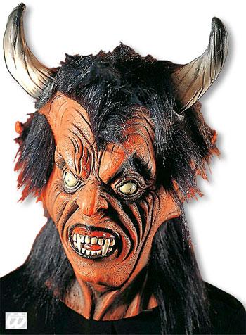 Teufelsmaske mit schwarzem Haar