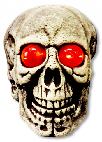 Riesen Totenkopf mit rot leuchtenden Augen