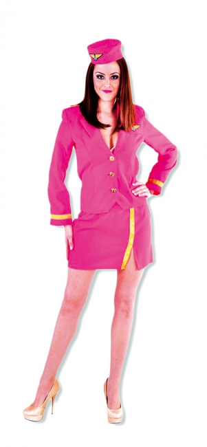 Heiße Stewardess Frauen kostüm pink