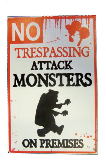 Halloween Warnschild Attackierendes Monster