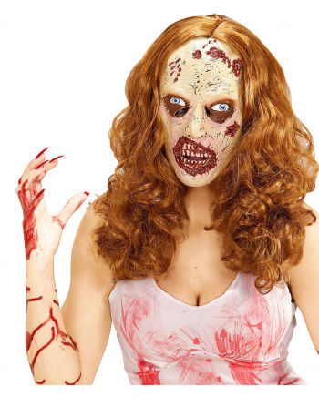 Weiblicher Zombie Maske mit Locken