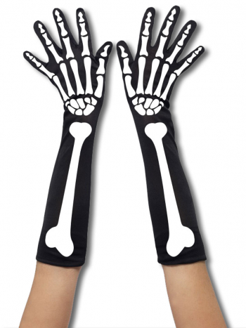 Damenhandschuhe mit Skelett Print