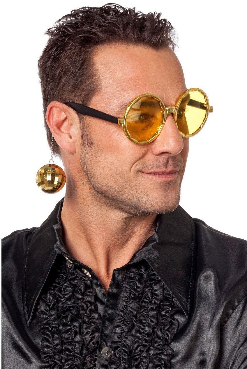 Goldene Disco Brille mit Discokugeln