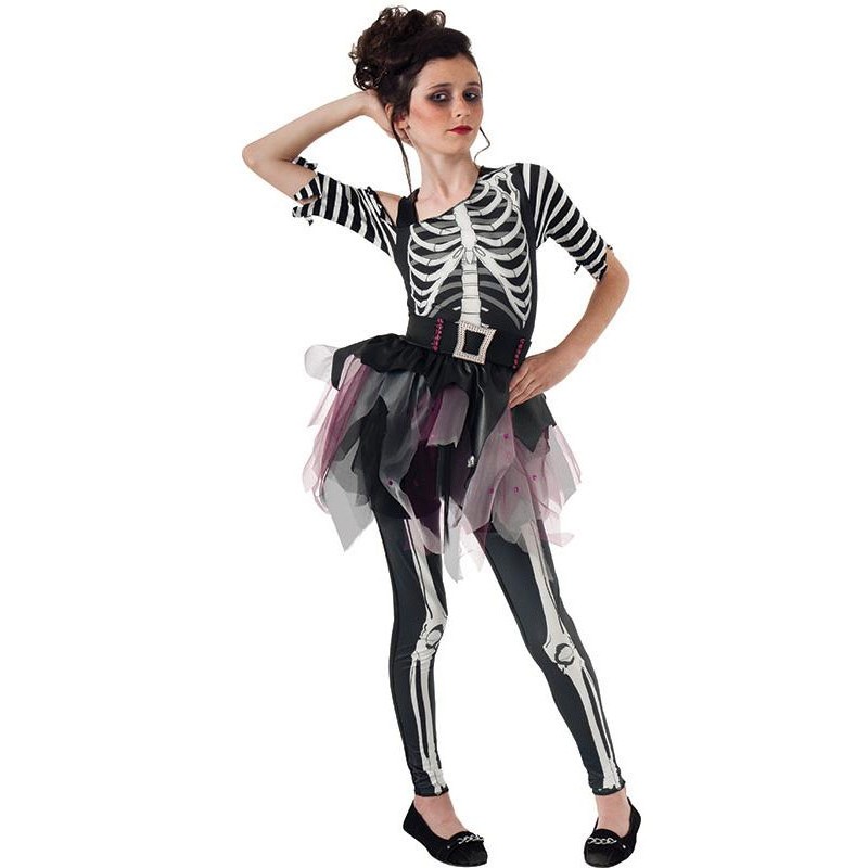 Skelett Ballerina Halloween Kinderkostüm-L