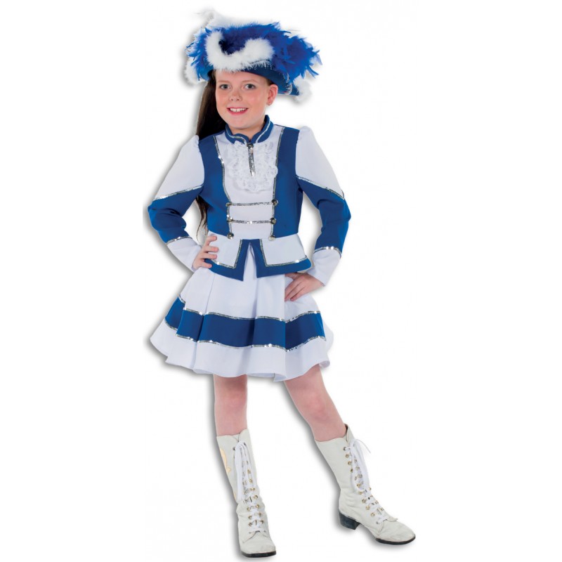 Funkenmariechen Tanzmariechen Garde Kinderkostüm blau-weiß-Kinder 104