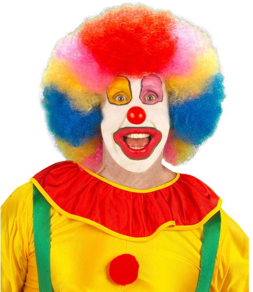 Lockige Multi-Color Clown Perücke Afro Deluxe