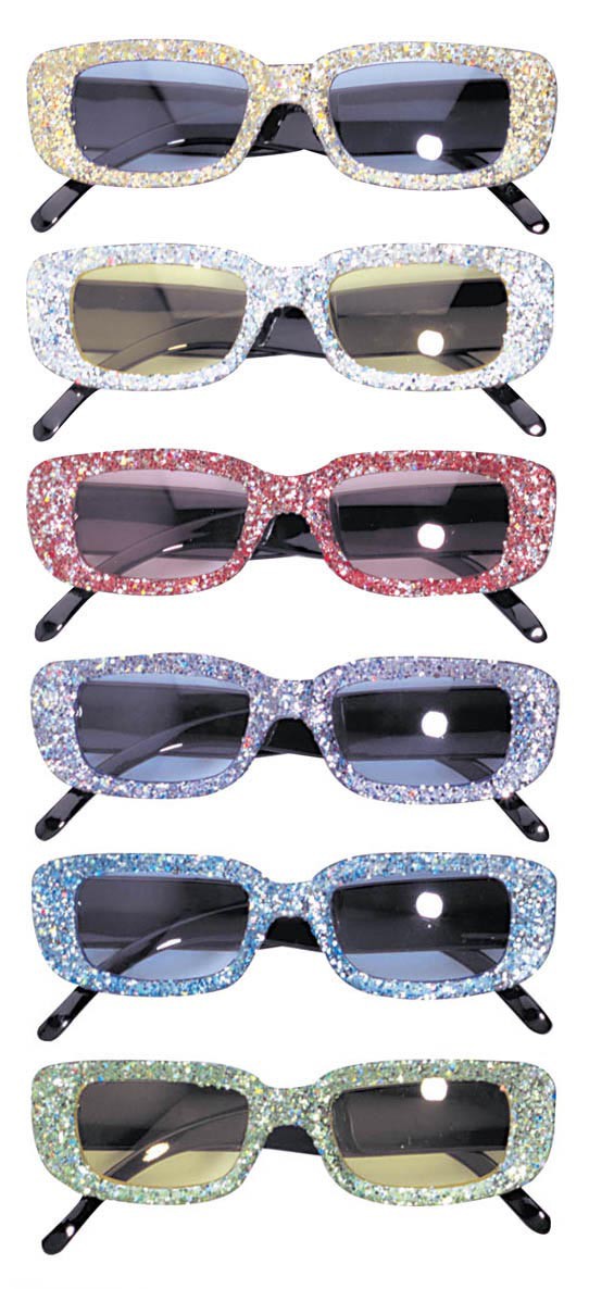 Rechteckige 70er Jahre Glitter Brille-silber