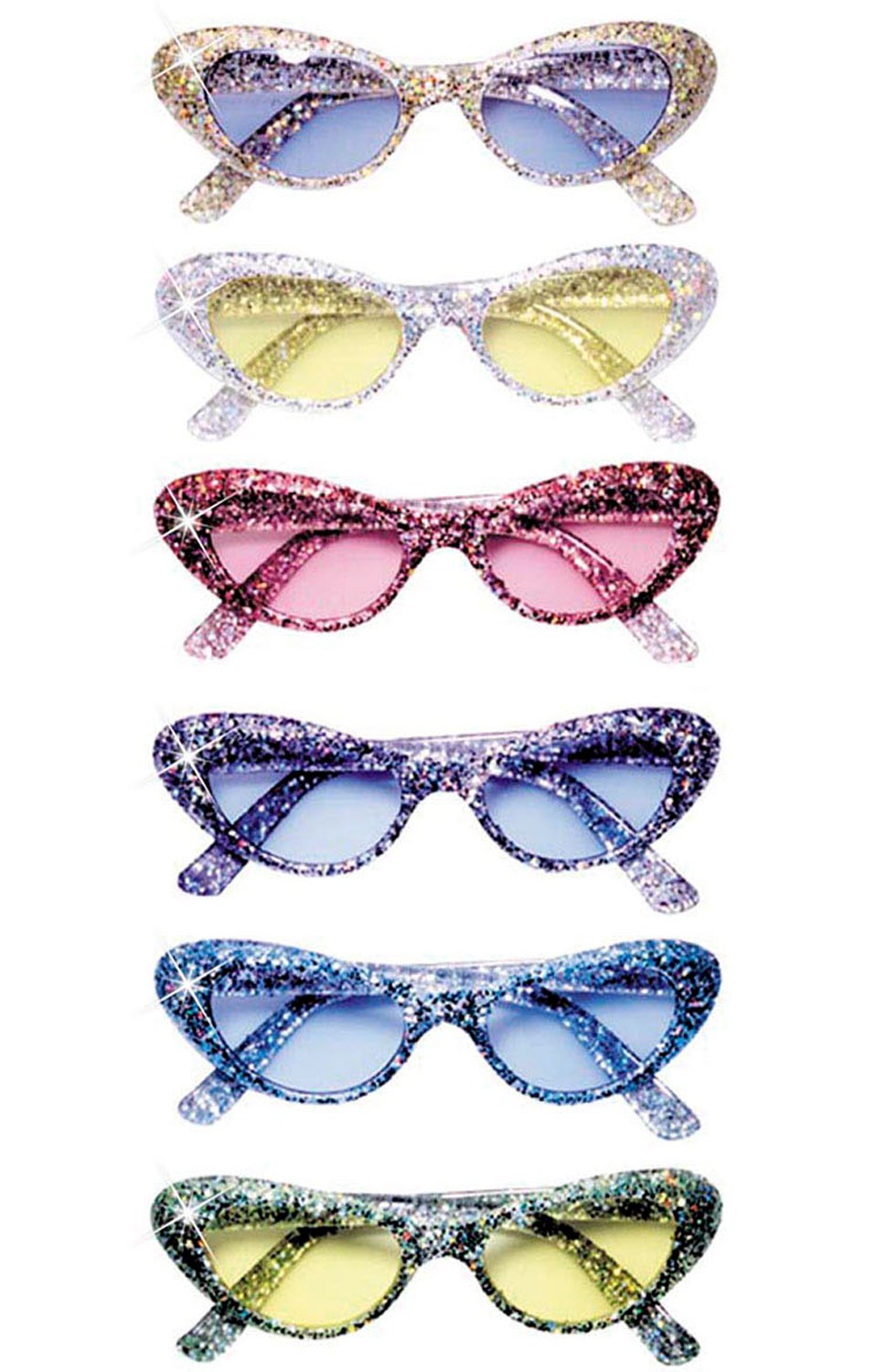 Katzenauge 70er Jahre Glitter Brille-pink